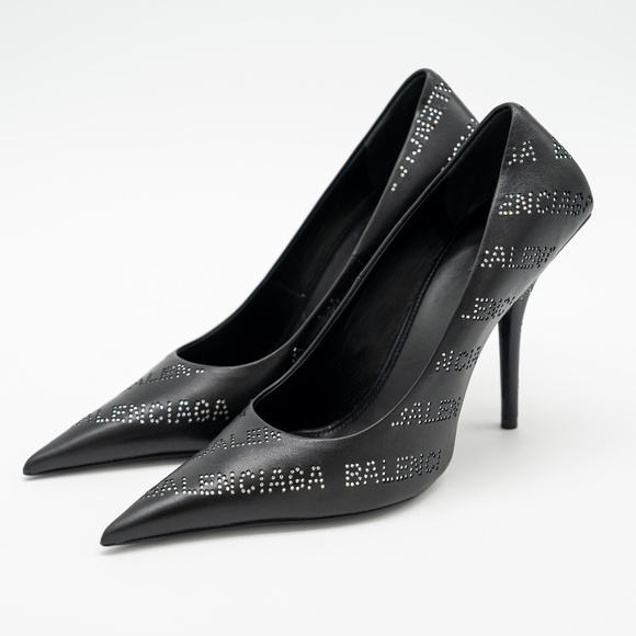size 39 EU / 9 US Balenciaga Square Knife Pump Crystal Embellished Strass Black - Picture 1 of 11
